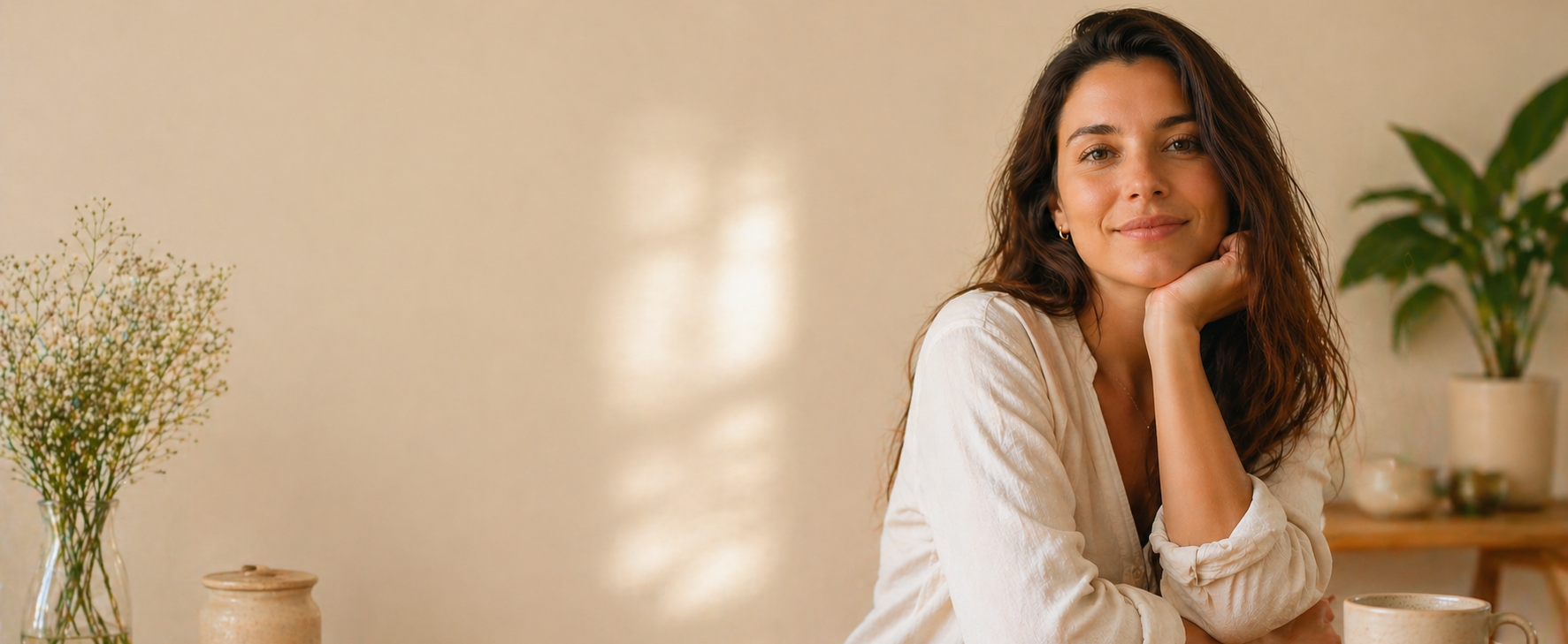 Mujer tranquila con kultiva kéfir