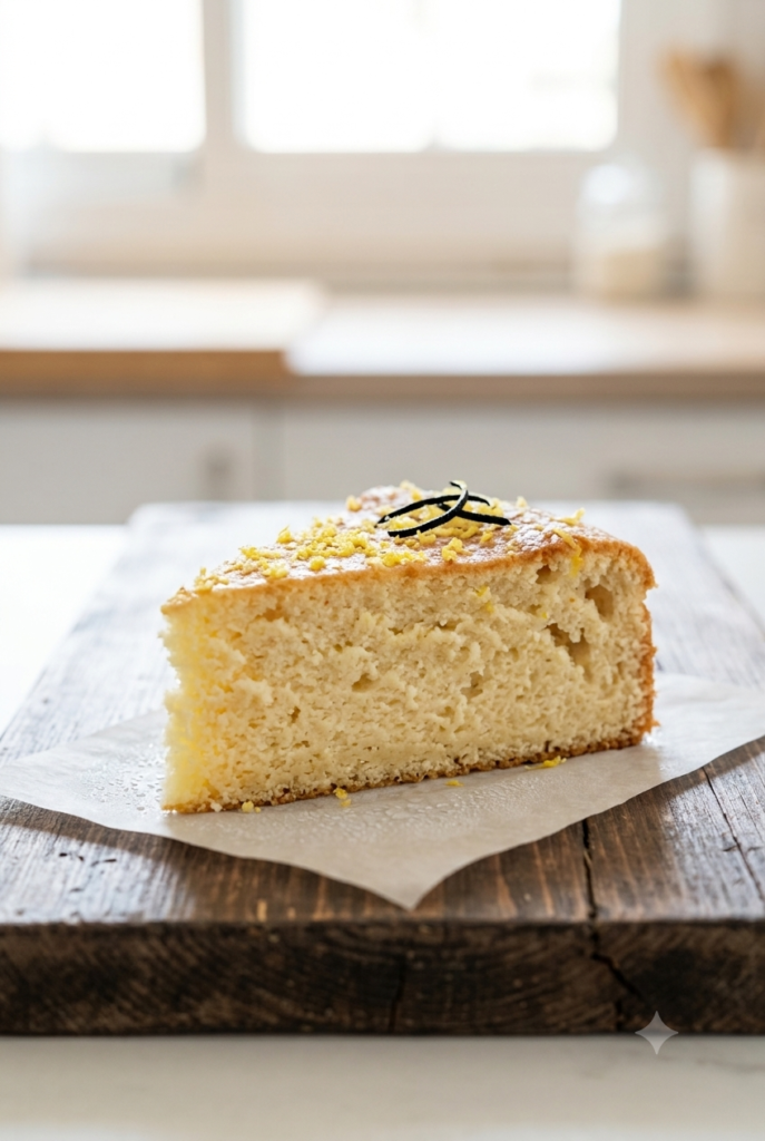 Tarta cremosa de kéfir en torta y pedazo sobre una mesa